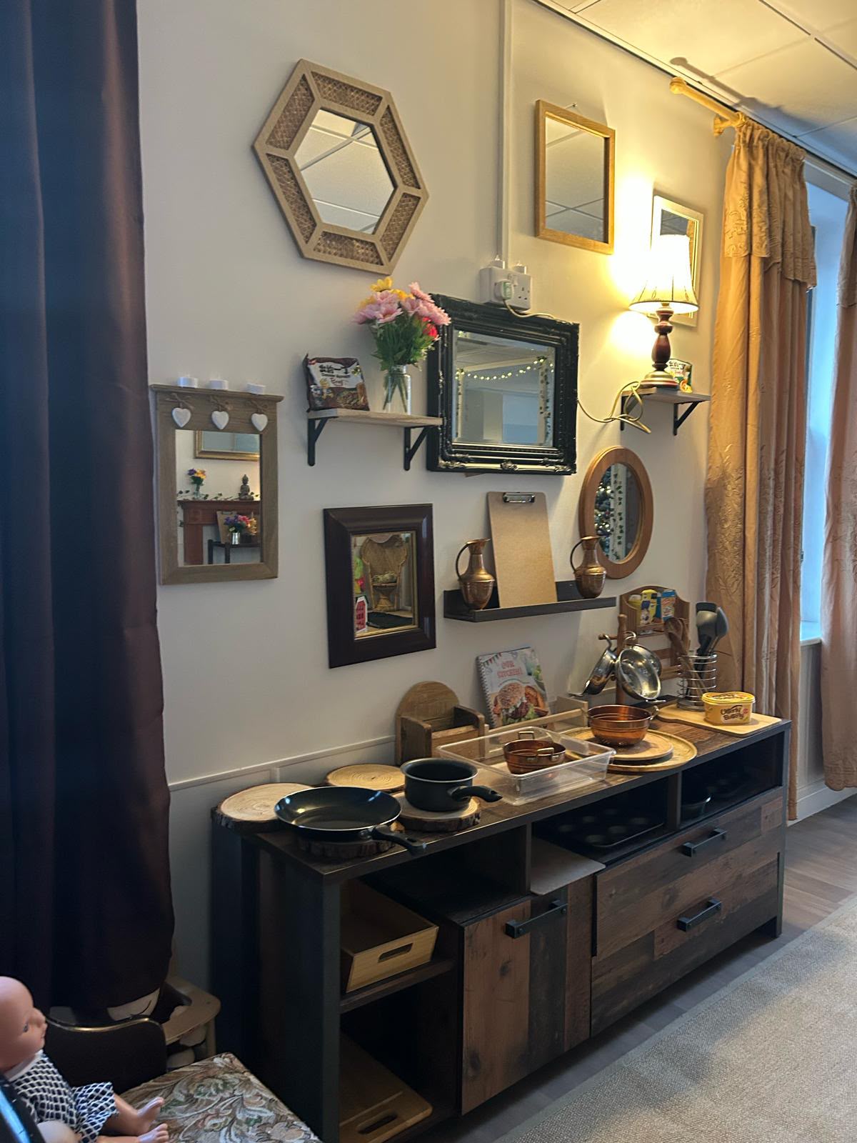 A welcoming home corner play area at Wibli Wobli Cardiff
